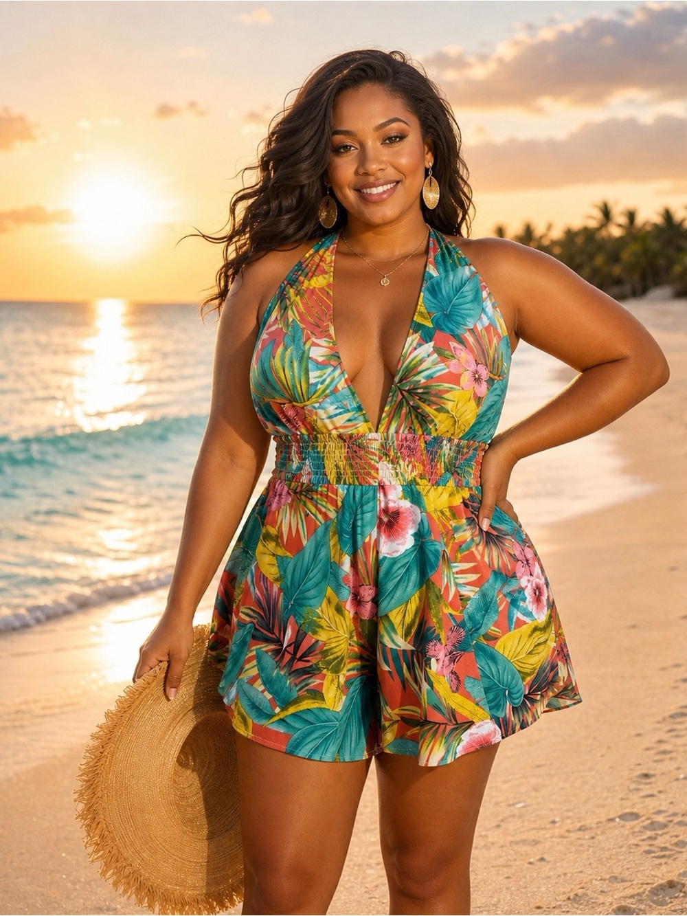 SHEIN Tropical romper- SHEIN Curve size XL/2XL